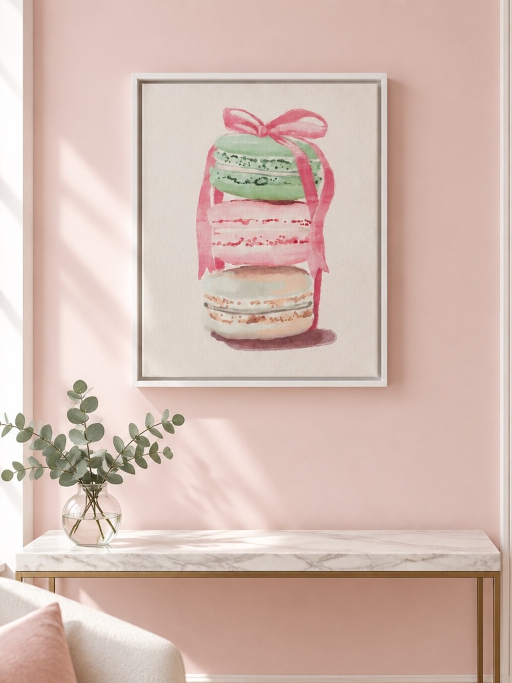 Pink & Green Macaron Stack Wall Art by